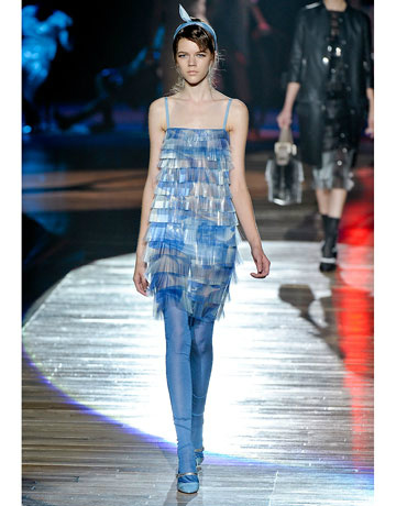 Marc Jacobs's Spring 2012 flapper-like dresses made from shreds of clear plastic.