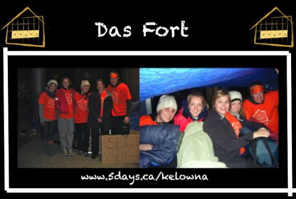 5Days_Kelowna's tweet photo. And so night 2 begins, good thing the participants made a nice fort to block out the negative weather! http://t.co/XP2nF2eo