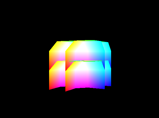 arcanis's tweet image. Petit soucis avec les coordonnées négatives. Pour compenser, les couleurs par vertex fonctionnent : ) #VoxelJS