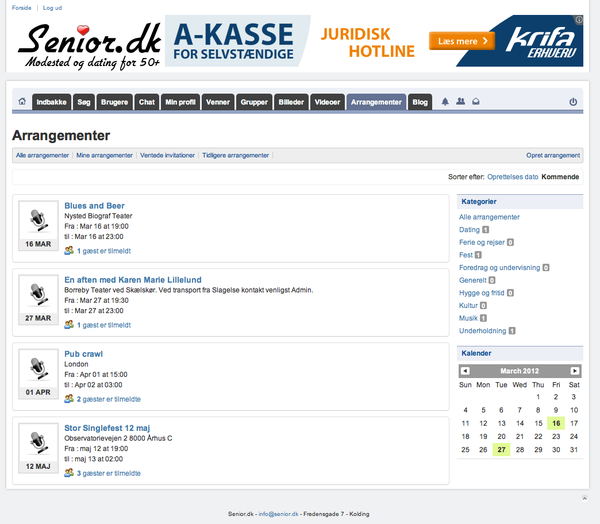 senior_dk's tweet photo. 4 arrangementer er nu oprettet af brugere på Senior.dk - dejligt at se, at den funktion bliver brugt :-) Se her: http://t.co/54MQHEHo