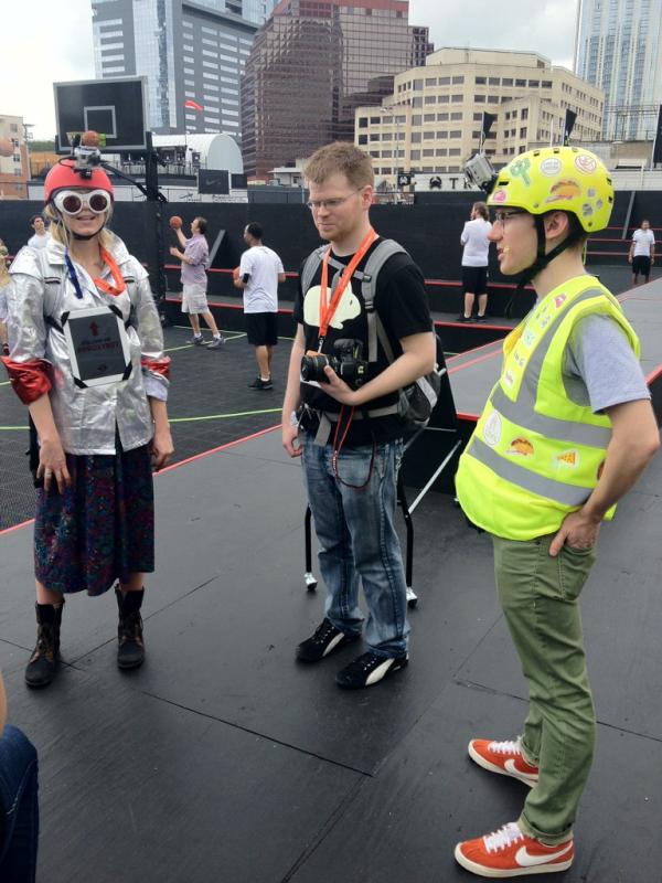 therealkarlkam's tweet image. Just met the lovely @proxybot, who also had a camera strapped to her head. I&apos;ve never felt less alone. #sxsw