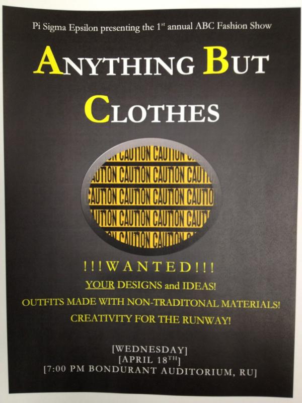 alexdreaxxx's tweet image. #PiSigmaEpsilon Spring ABC Fashion show!!! Strike a pose in &quot;anything but clothes&quot; interested?! csalyers3@radford.edu