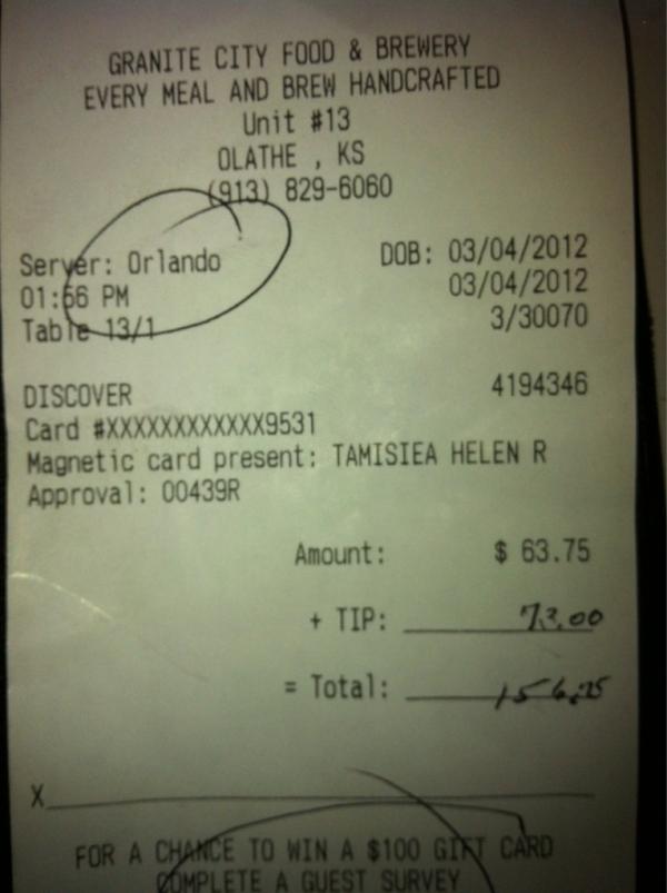 Pastrana_4th's tweet image. "@lambo_kush: 73 dollar tip that's why I'm raw nigga lol http://t.co/jprrw9OV"U must putting roofies in those drinks #CrackWater
