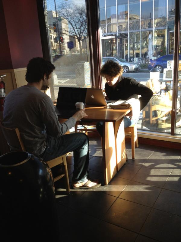 AdamcSaunders's tweet photo. Starbucks patrons hard at work on their screenplays http://t.co/C2Crvlgp