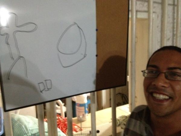 mynameisteo's tweet image. My friend @RicardoMenaV interpretation about Brazil! Look the Christ and the Maracana Stadium  #PictionaryNight