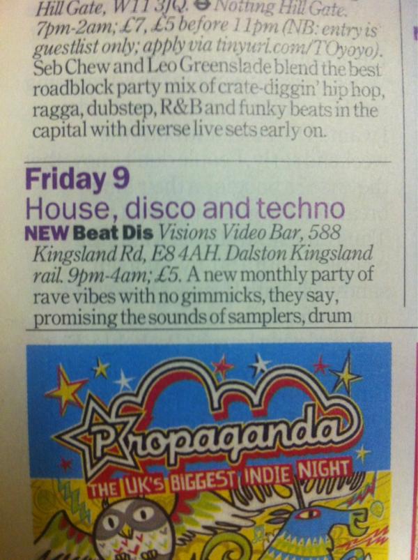 beatdislondon's tweet image. First in the listings for this Friday! Thanks @TimeOutLondon #ravevibes