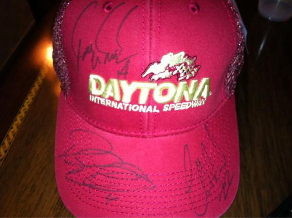 SuperXdaytona's tweet photo. Here is a picture of one of the hats we are giving away today at the track! Follow us for updates! http://t.co/cdHSjY3Q