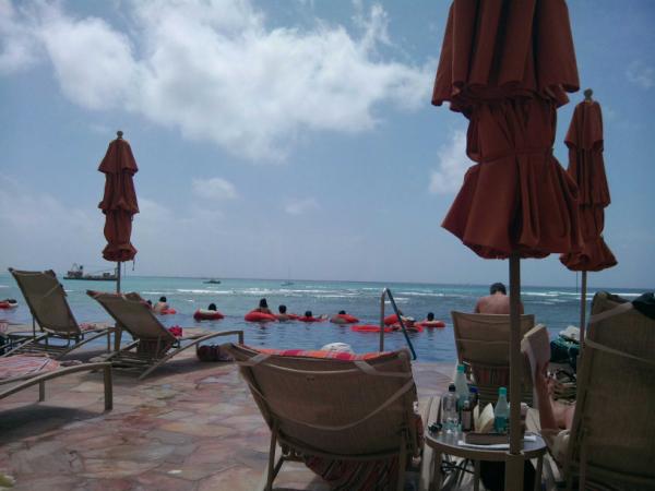 At the poolside at the sheraton waikiki