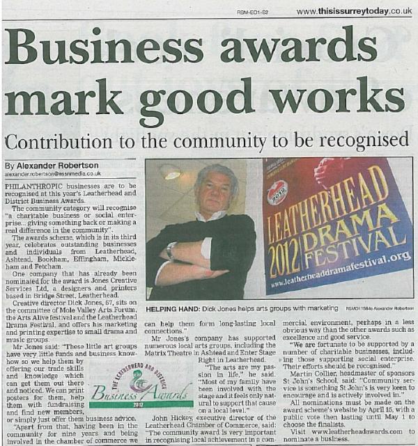 LBA2012's tweet image. Another cracking article in @leatherheadnews. This week: #LBA2012 Community Award. Enter at LeatherheadAwards.com