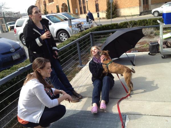 krispind's tweet image. We got a visit from @HHDogRescue at our tailgating party! #EMAgency #gocuse