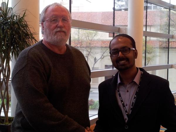ghoseb's tweet image. Me with Richard P. Gabriel at #ClojureWest