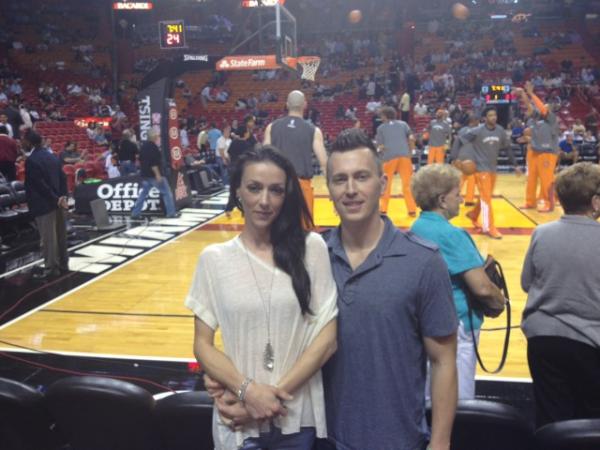 SharkHouse12's tweet photo. Roughing it courtside at the Heat game.... Awesome chapel with the team http://t.co/6ldm3WTr