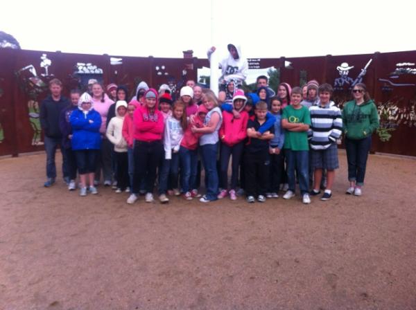 Students standing at the actual site of the Eureka Stockade.