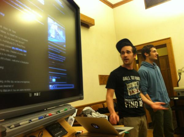 Chatting with <a href="/rapgenius/">Rap Genius</a> founders Tom and Ilan at HackYale. Lc208