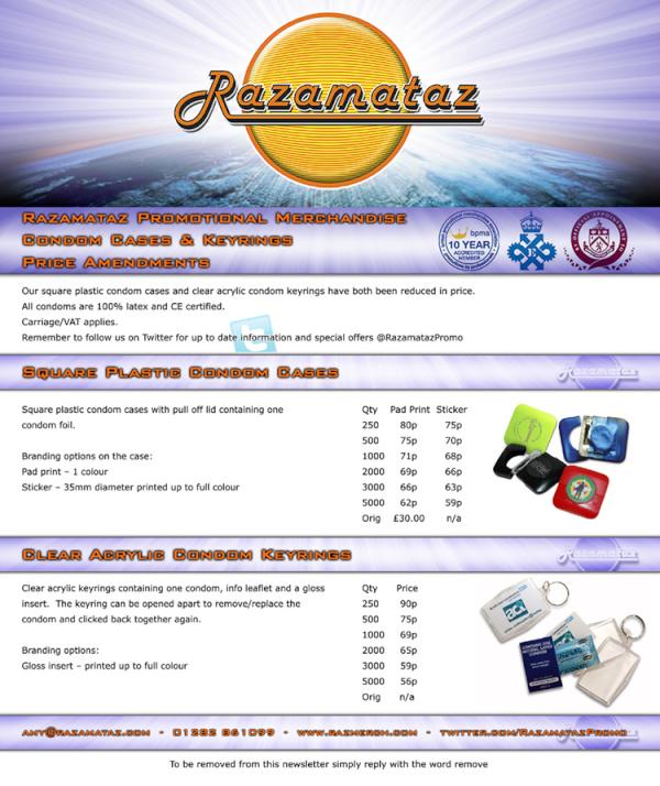 This months newsletter - check it out for reduced prices on condom cases and keyrings