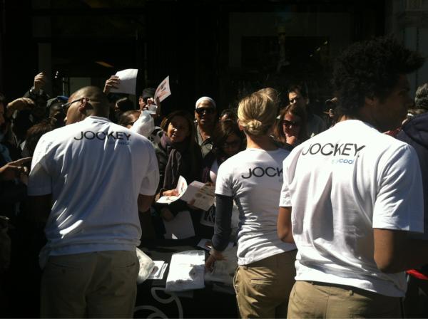 JOCKEYbuzz's tweet photo. Stop by corner of 14th and Union Square West in NYC now until 6 pm. @Jockey is giving FREE samples of #jockeystaycool! http://t.co/YNERIq7q