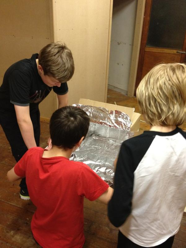 Scouts making Cardboard Box Ovens