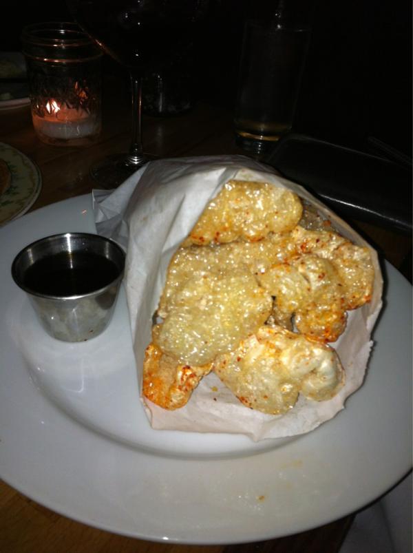 FollowDaFood's tweet image. Having pork rinds with warm maple syrup at St. Jacks in Portland