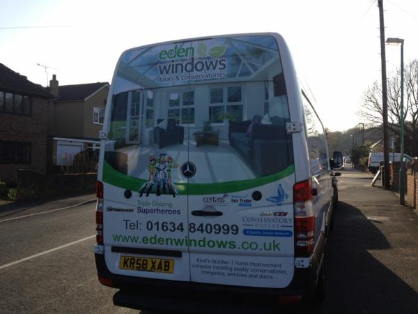 Edenwindowskent's tweet photo. @Edenwindows van sign written with our new retail image! thank you @motionlabUK @conservatoryuk @TripleGlazing http://t.co/7egCyZ0e