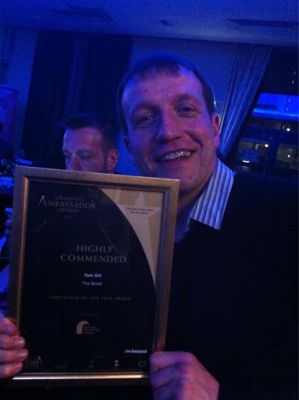 Congratulations to our fabulous chef Tom Gill highly commended chef if the year at Liverpool ambassador awards!