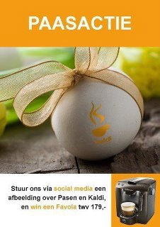 KaldiLeiden1's tweet photo. Stuur ons via social media een leuke afbeelding over Pasen en Kaldi en win een Favola twv € 179,= http://t.co/MALcO39N