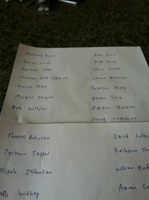 johnsubie's tweet photo. Rosters #jello4 http://t.co/G2CHZQIf