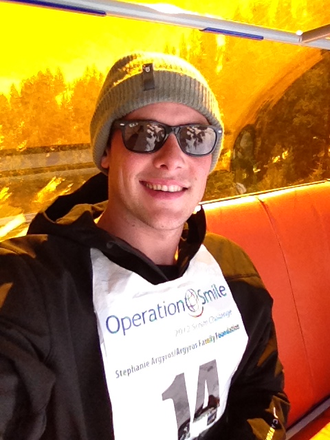 CoryMonteith's tweet photo. all taped up like a parcel and ready to compete @operationsmile http://t.co/s4Yc7WAP
