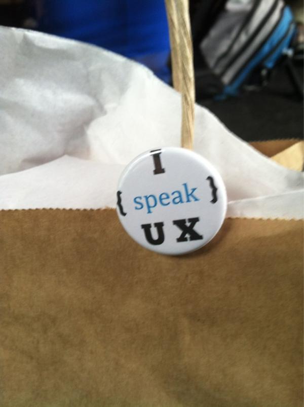 julieMofSD's tweet photo. Wear it with pride #ux #uxsconf @digithoughts @UXSConf http://t.co/xhm8Zi1A
