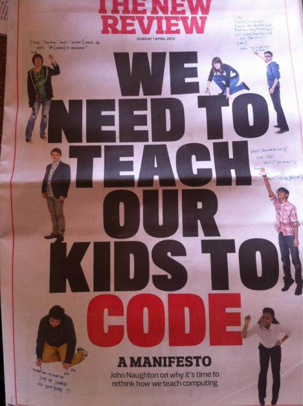 reingroot_nl's tweet image. Excellent! "@andybudd: "We need to teach our kids to code" in today's Observer http://t.co/nvNfn4QK" #programorbeprogrammed cc: @rushkoff