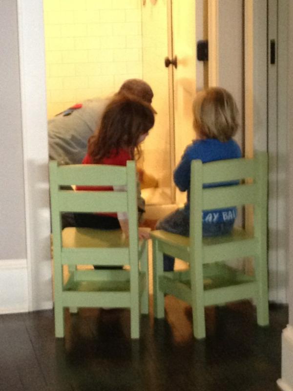 kampfire's tweet image. Zoe and Leo supervising the construction.