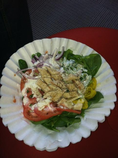 bugmeyer's tweet photo. Chicken Caesar in a coffee filter. Official salad of #molyjam2012 http://t.co/Frral40n