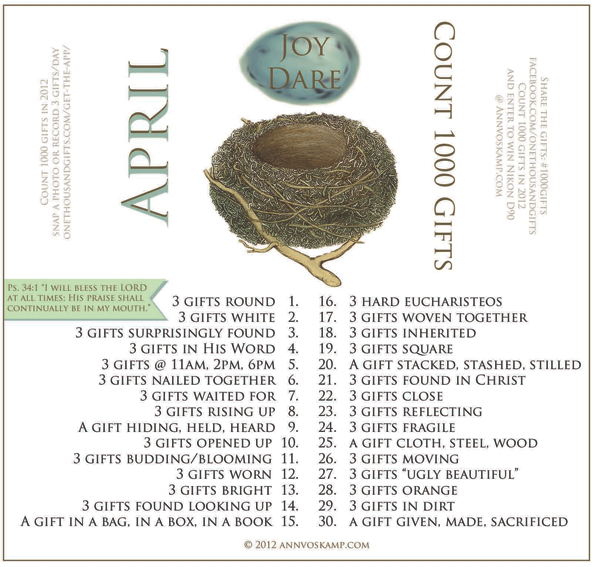 Ann Voskamp on X: "April's Joy Dare! Winner receiving Amazon ...