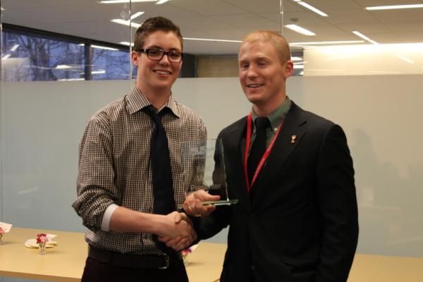 SWDMTL's tweet photo. MUS Case League Closing Ceremonies, honored to be presented with Best Male Presenter Award! #mcgillmatic http://t.co/jj9AcF3d