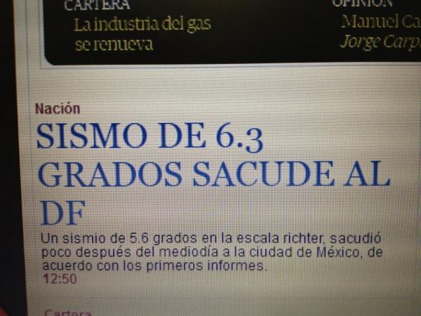 ferqc's tweet photo. Entonces 6.3 o 5.6? @el_universal_mx #fail #temblor http://t.co/OedejUcO