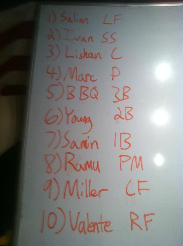 GeorgiaTechDX's tweet photo. @MarcAmons "Starting lineup for tonight's #cleague game. http://t.co/8btAyKNq" Come support DX C-league softball 10pm SAC fields #intramural