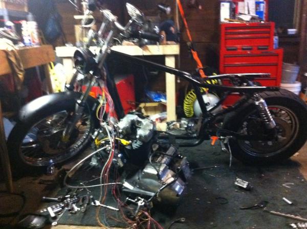 MeatBarn's tweet image. Tearing down the old bike n getting rid of those wires #meatbarn