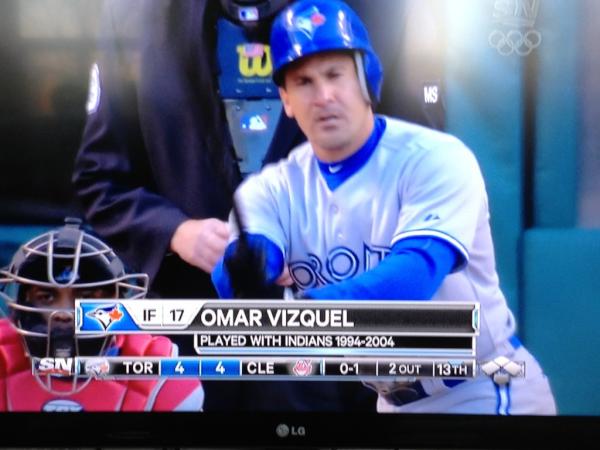 AlejandroJGomez's tweet photo. Enjoying watching #bluejays first game of the season with @VizquelOmar13 in the lineup http://t.co/CE6JVW3P