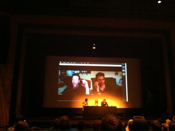 HongluDu's tweet photo. @CaitlinCrosby  QA session with two guys from the west coastal on the screen http://t.co/ep0QNPoS