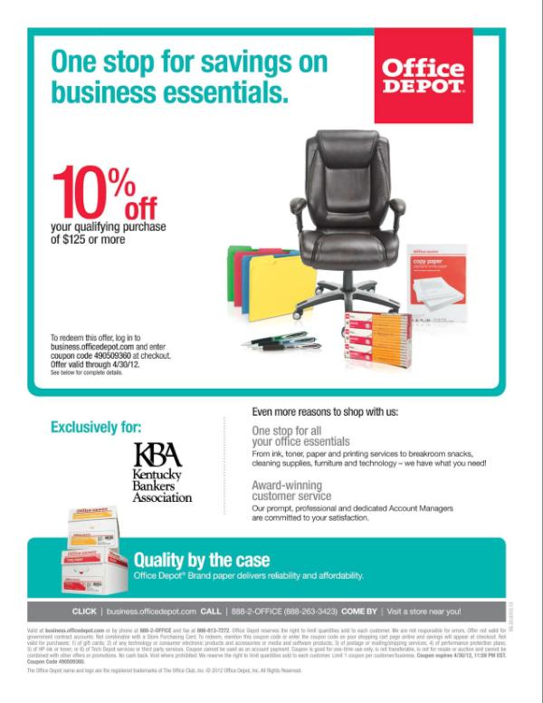Check out Office Depot's special for KBA Members!