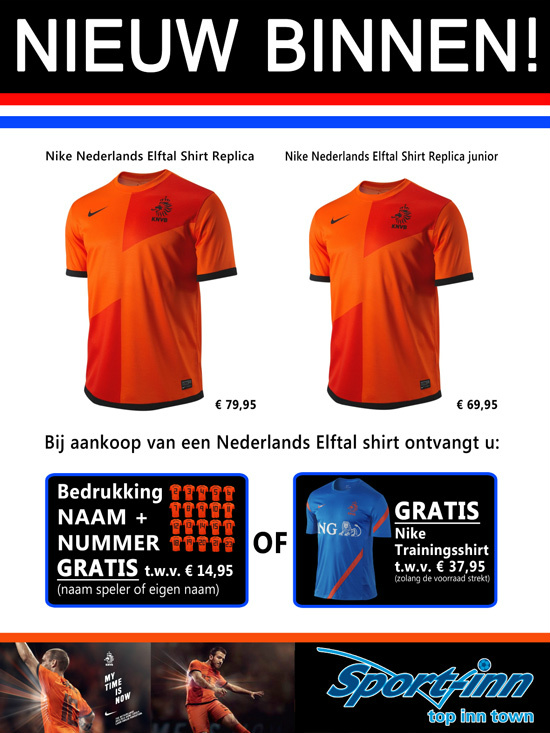 Nieuw: koop uw nederlandselftal shirt,  nu met gratis origineel trainingsshirt