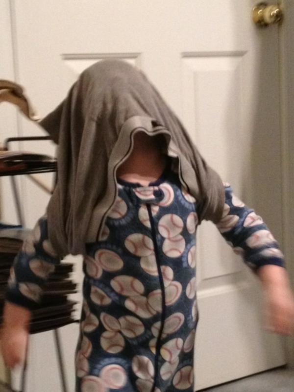 ericaspangler's tweet image. Yes, I am wearing Daddy's underwear on my head. Warning: this is what happens when you are learning to dress yourself.