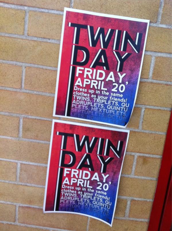 TWIN DAY TOMORROW! Get ready dress up in the same clothes as your friends!