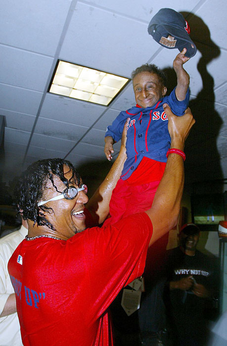 SI Vault on X: "Pedro Martinez and 2-foot-4 Nelson de la Rosa celebrate in  the Fenway Park locker room after the 2004 World Series:  http://t.co/DkKavv8U" / X