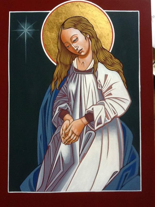 New work nearly complete entitled, "Mother of God Waiting in Adoration(Christmas Eve)".  See it at this link.
