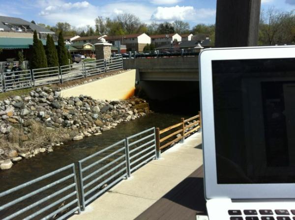 squaredpie's tweet image. Doing iPad wireframes for wall street...while creekside in Michigan.