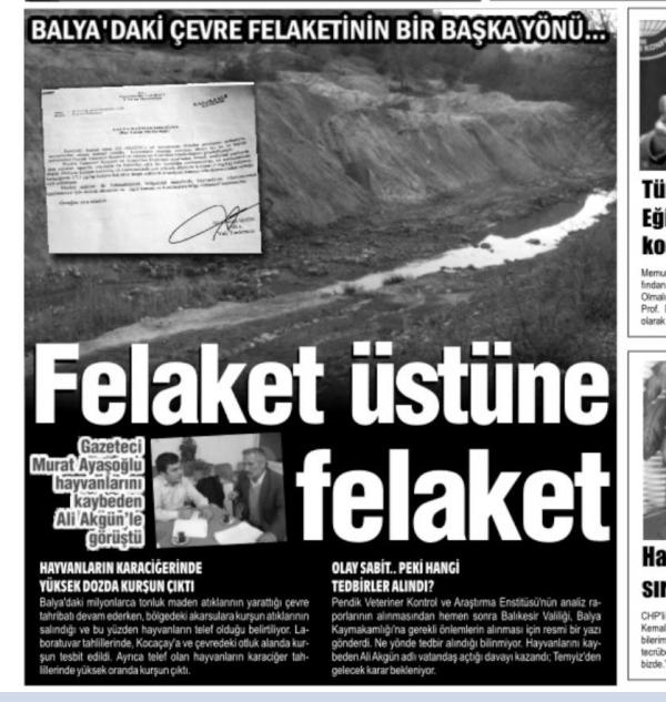 Balya'daki çevre felaketinin bir başka yönü.