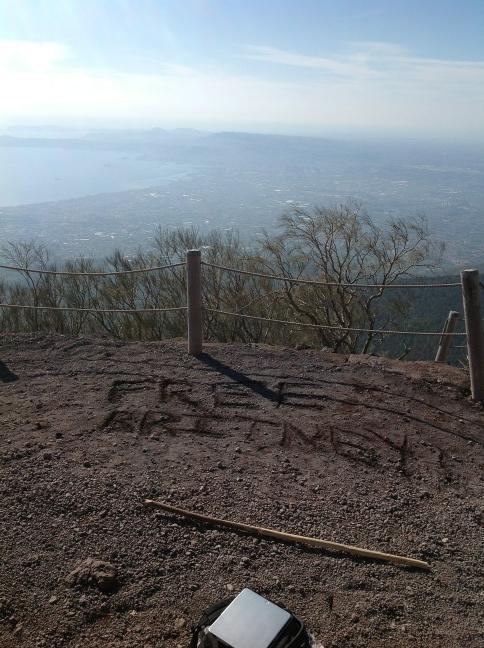 We wrote "FREE BRITNEY" on the top of Mt. Vesuvius in Pompei today!