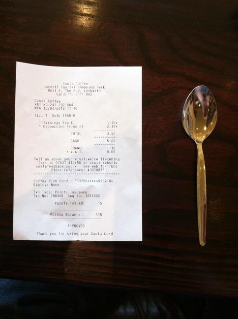sionmun's tweet image. Costa is much bigger than Starbucks...when it comes to receipts. #onetreeaday