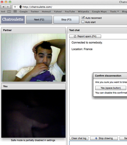 Com up chatroulette sign Chatroulette