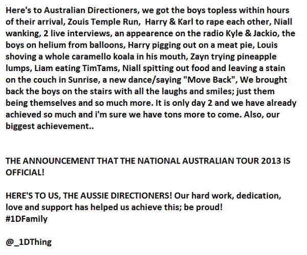 tarrahjohnson's tweet photo. HERE'S TO AUSSIE DIRECTIONERS! ♥ #1DFamily http://t.co/78m3CCaz